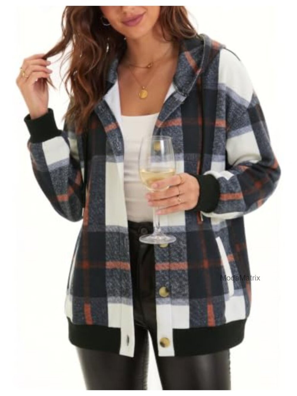 Zeagoo Women Hooded Sweatshirt Button Front Pockets Comfy Fleece Jacket